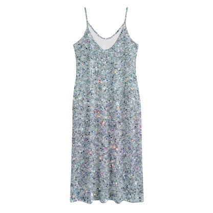 Diamond (NOT Real) Glitter Print Jersey Midi Cami Dress