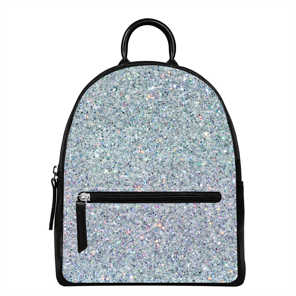 Diamond (NOT Real) Glitter Print Leather Backpack