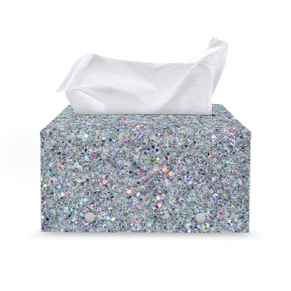 Diamond (NOT Real) Glitter Print Leather Tissue Box Cover