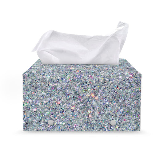 Diamond (NOT Real) Glitter Print Leather Tissue Box Cover