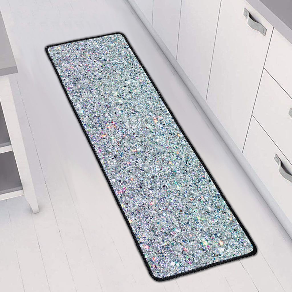 Diamond (NOT Real) Glitter Print Long Kitchen Mat