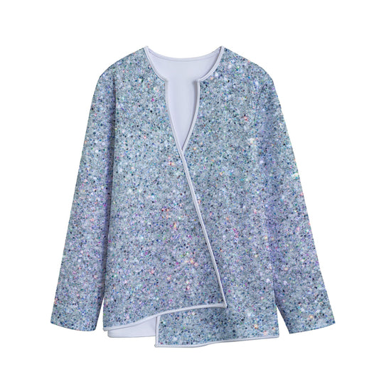 Diamond (NOT Real) Glitter Print Long Sleeve Short Coat