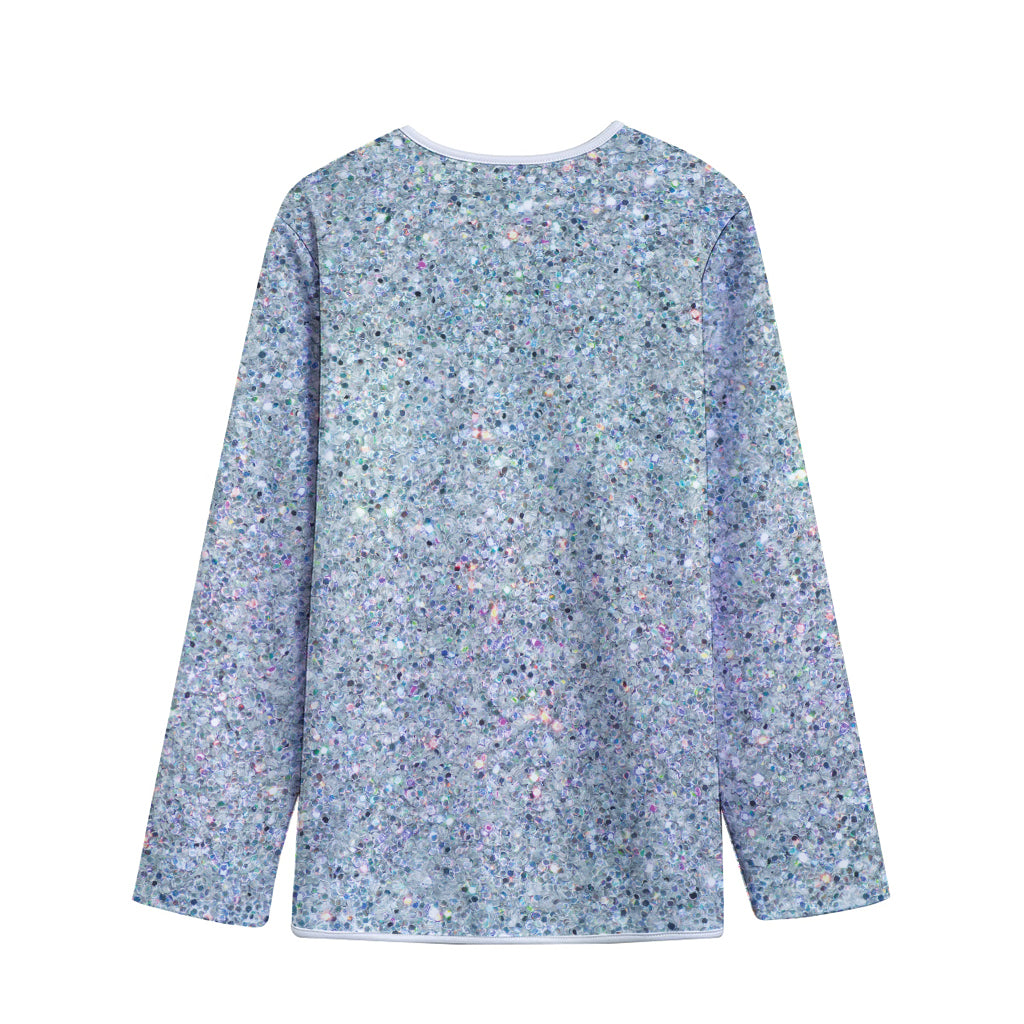 Diamond (NOT Real) Glitter Print Long Sleeve Short Coat
