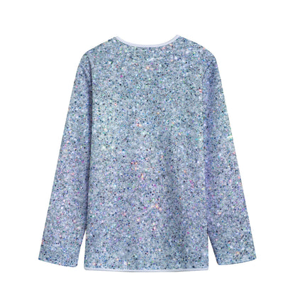 Diamond (NOT Real) Glitter Print Long Sleeve Short Coat