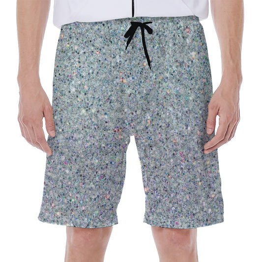 Diamond (NOT Real) Glitter Print Men's Beach Shorts