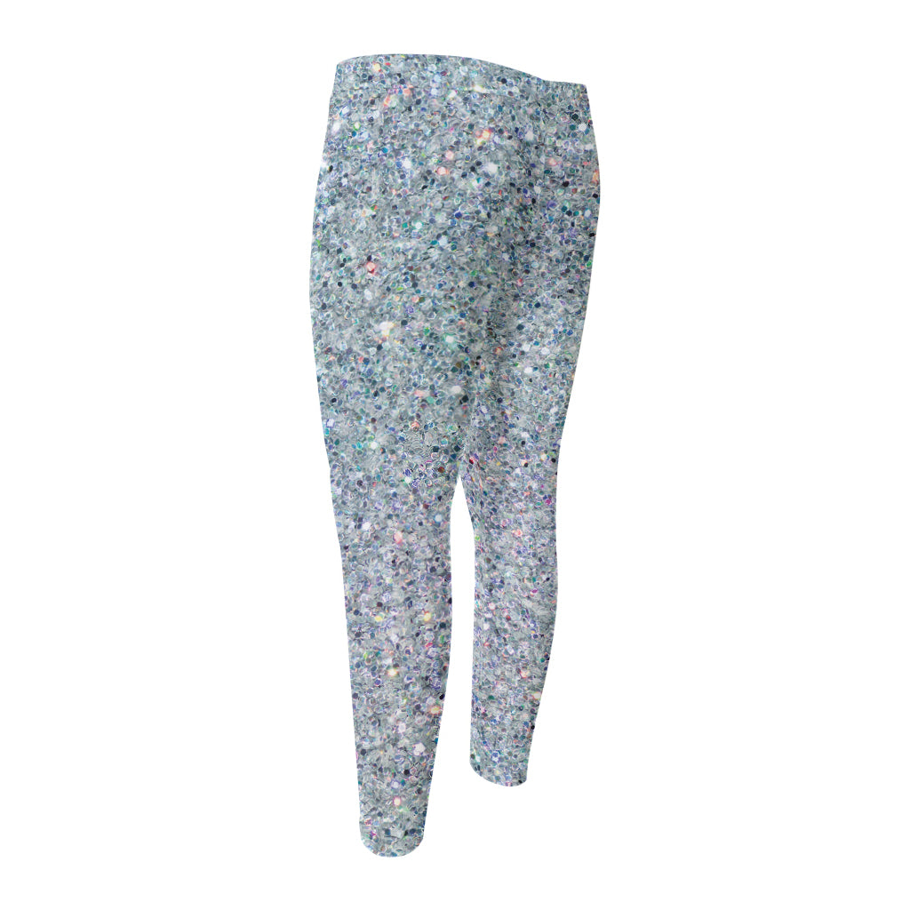 Diamond (NOT Real) Glitter Print Men's Compression Pants