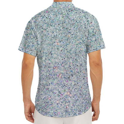 Diamond (NOT Real) Glitter Print Men's Deep V-Neck Shirt