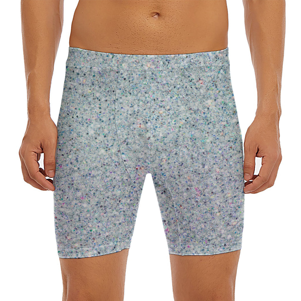 Diamond (NOT Real) Glitter Print Men's Long Boxer Briefs