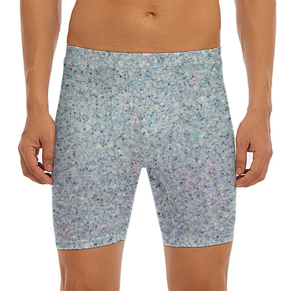 Diamond (NOT Real) Glitter Print Men's Long Boxer Briefs