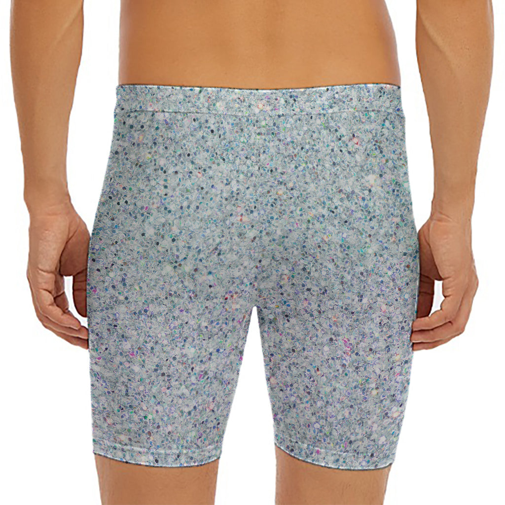 Diamond (NOT Real) Glitter Print Men's Long Boxer Briefs