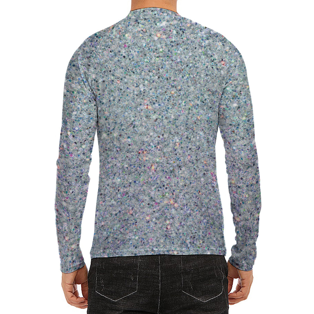 Diamond (NOT Real) Glitter Print Men's Long Sleeve Rash Guard