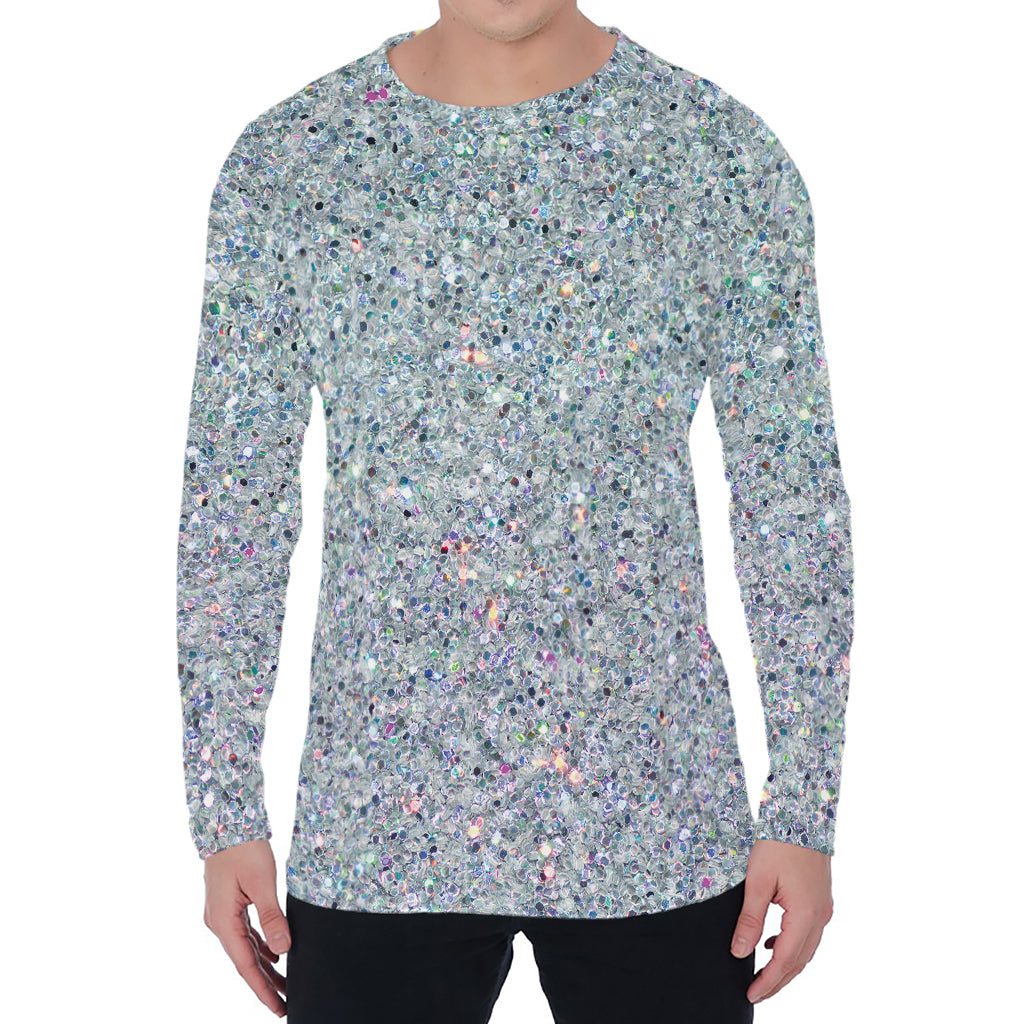 Diamond (NOT Real) Glitter Print Men's Long Sleeve T-Shirt