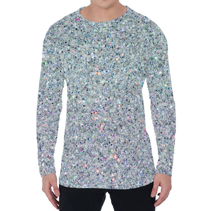Diamond (NOT Real) Glitter Print Men's Long Sleeve T-Shirt