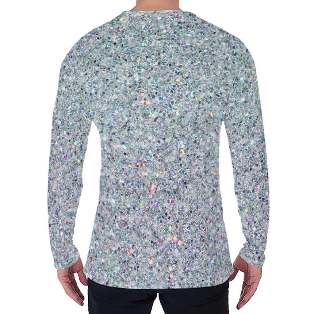 Diamond (NOT Real) Glitter Print Men's Long Sleeve T-Shirt