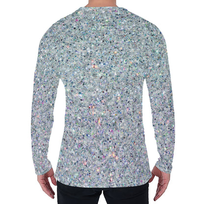Diamond (NOT Real) Glitter Print Men's Long Sleeve T-Shirt