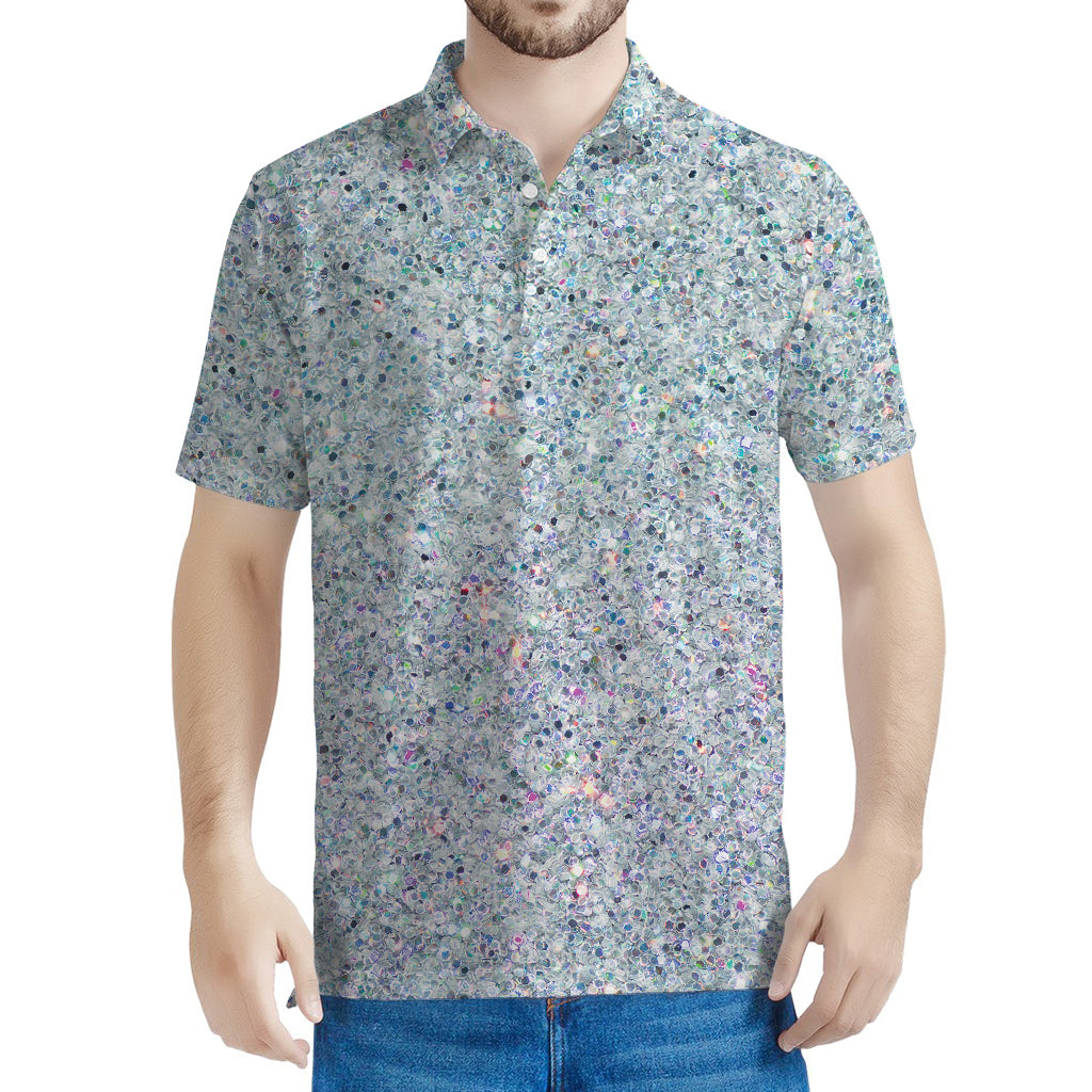 Diamond (NOT Real) Glitter Print Men's Polo Shirt