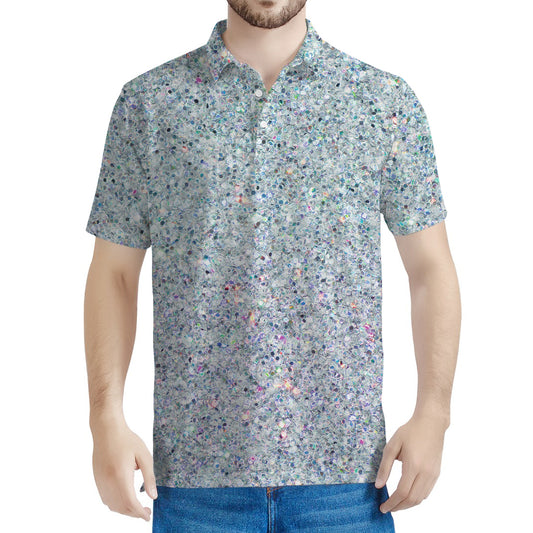 Diamond (NOT Real) Glitter Print Men's Polo Shirt