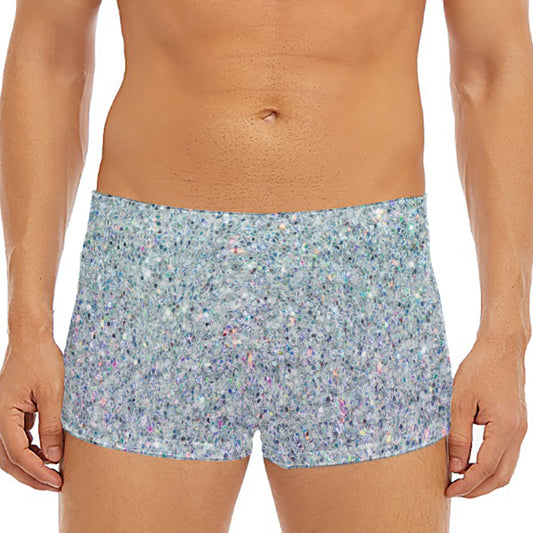 Diamond (NOT Real) Glitter Print Men's Short Boxer Briefs