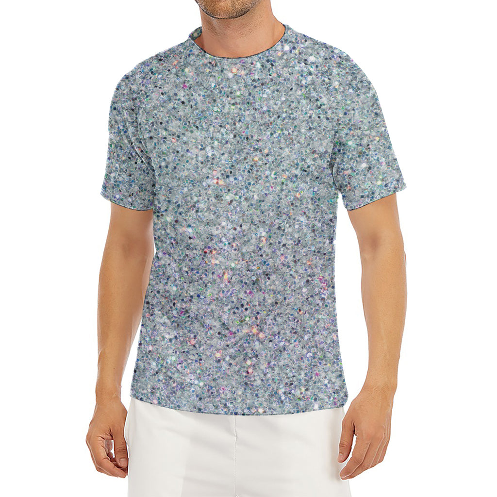 Diamond (NOT Real) Glitter Print Men's Short Sleeve Rash Guard