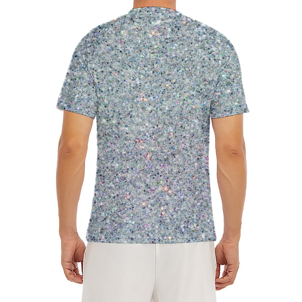Diamond (NOT Real) Glitter Print Men's Short Sleeve Rash Guard