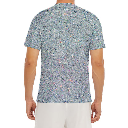 Diamond (NOT Real) Glitter Print Men's Short Sleeve Rash Guard