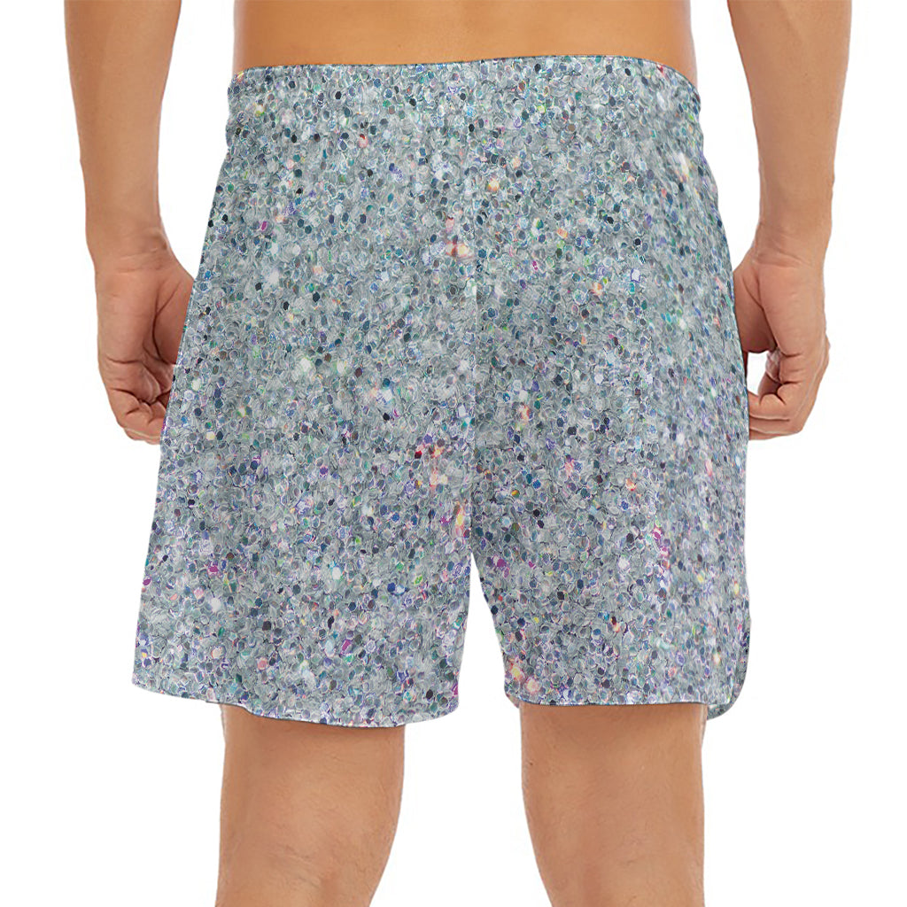 Diamond (NOT Real) Glitter Print Men's Split Running Shorts