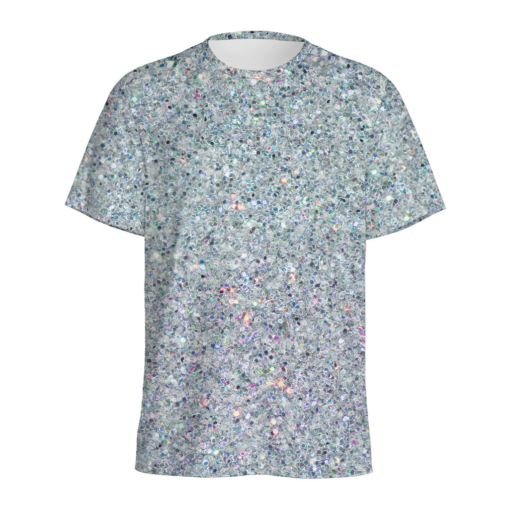 Diamond (NOT Real) Glitter Print Men's Sports T-Shirt