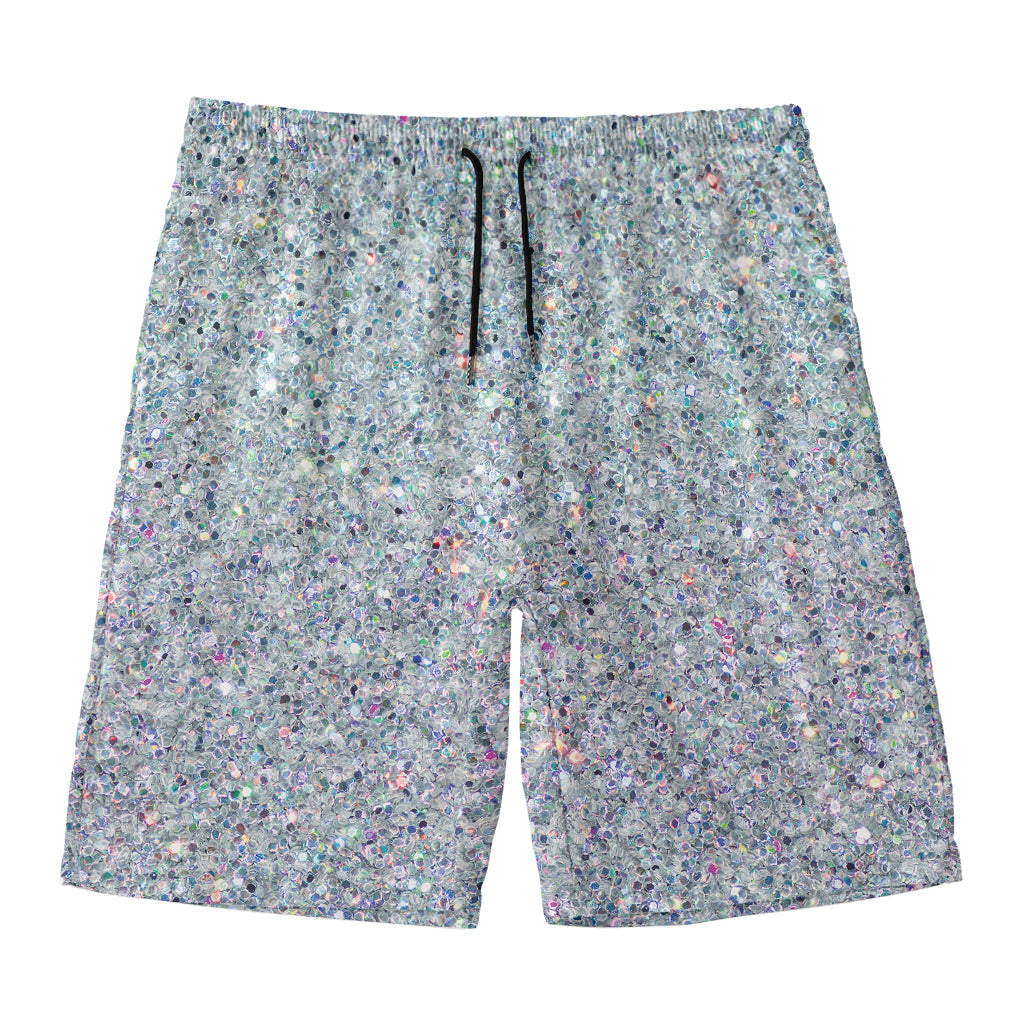 Diamond (NOT Real) Glitter Print Men's Swim Trunks