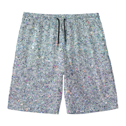 Diamond (NOT Real) Glitter Print Men's Swim Trunks