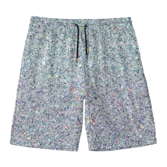 Diamond (NOT Real) Glitter Print Men's Swim Trunks