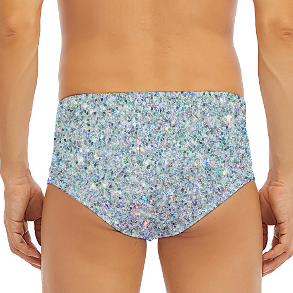 Diamond (NOT Real) Glitter Print Men's Triangle Swim Briefs