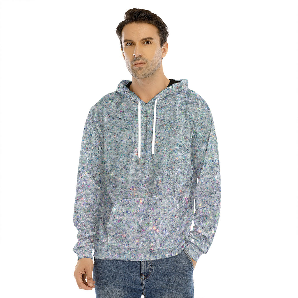 Diamond (NOT Real) Glitter Print Men's Velvet Pullover Hoodie