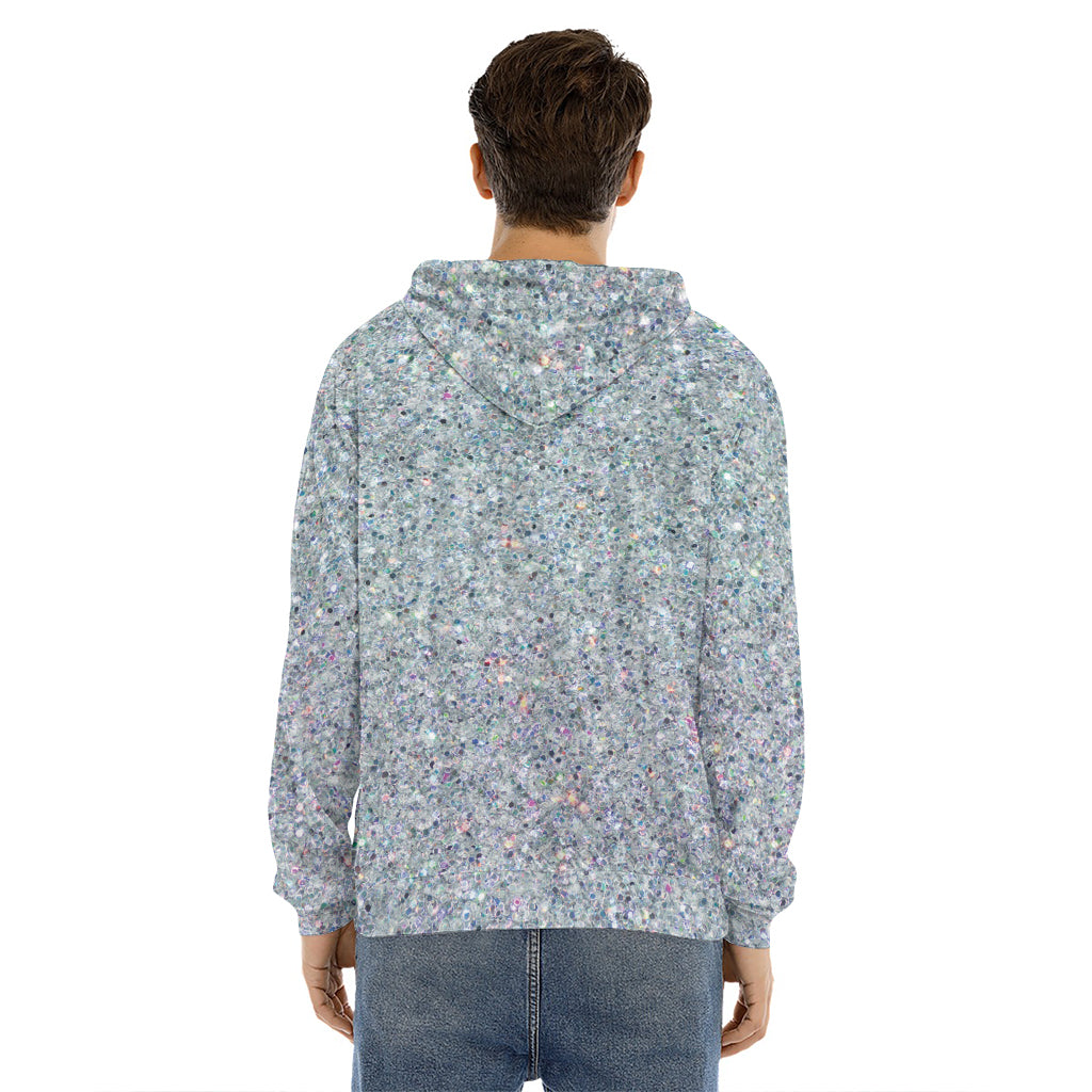 Diamond (NOT Real) Glitter Print Men's Velvet Pullover Hoodie