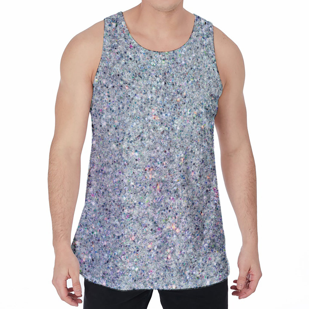 Diamond (NOT Real) Glitter Print Men's Velvet Tank Top