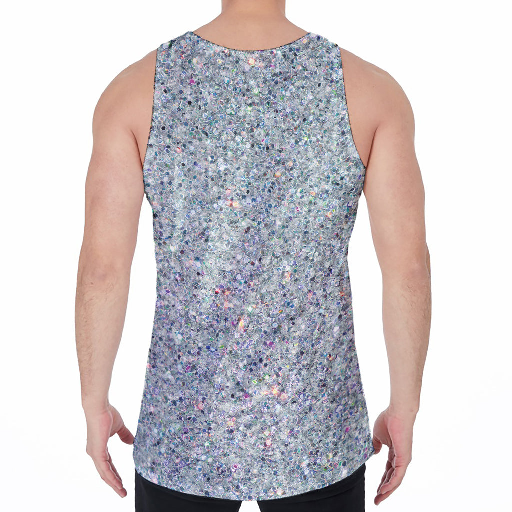 Diamond (NOT Real) Glitter Print Men's Velvet Tank Top