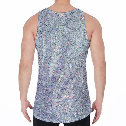 Diamond (NOT Real) Glitter Print Men's Velvet Tank Top