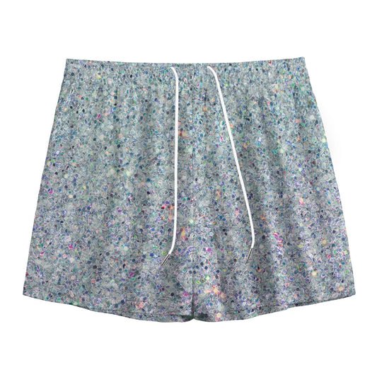 Diamond (NOT Real) Glitter Print Mesh Shorts