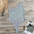 Diamond (NOT Real) Glitter Print One Shoulder Bodysuit