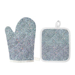 Diamond (NOT Real) Glitter Print Oven Mitt And Pot Holder Set