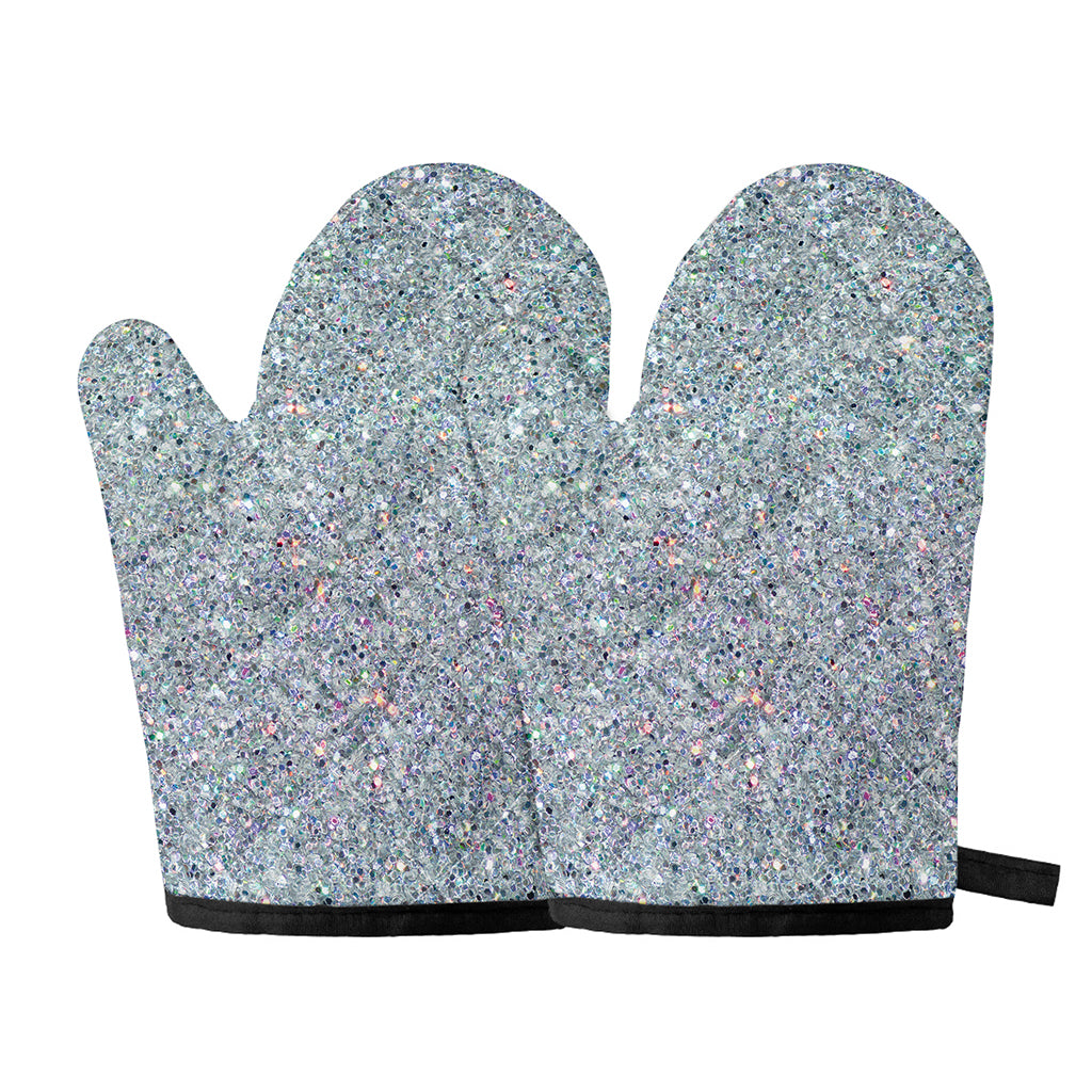 Diamond (NOT Real) Glitter Print Oven Mitts