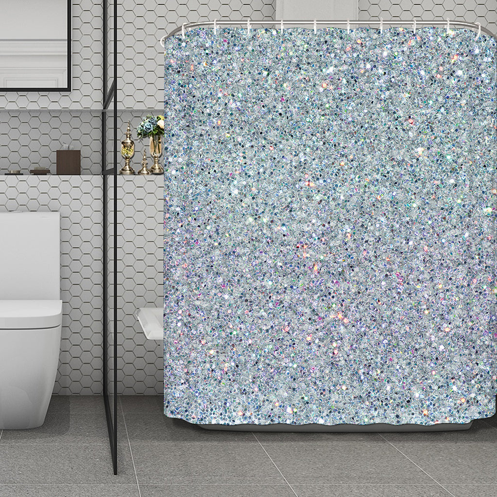 Diamond (NOT Real) Glitter Print Polyester Shower Curtain