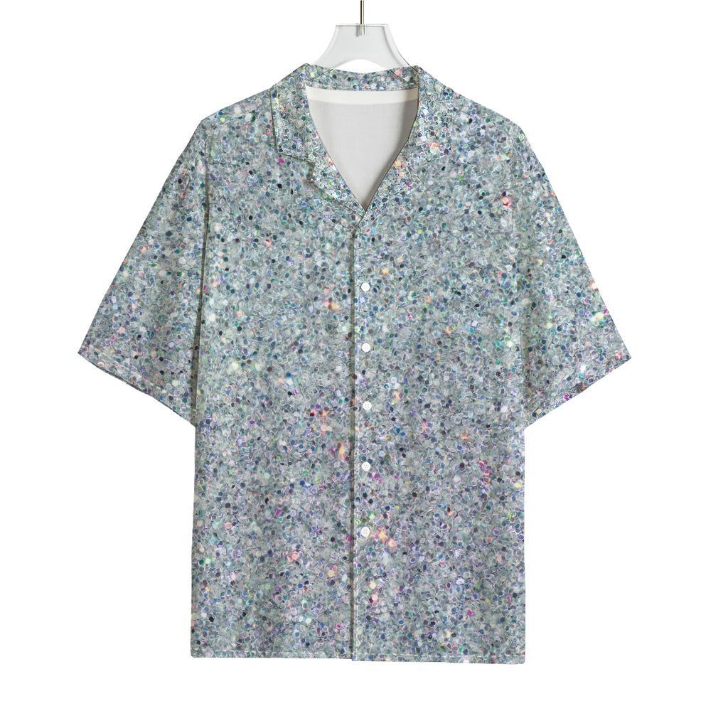 Diamond (NOT Real) Glitter Print Rayon Hawaiian Shirt