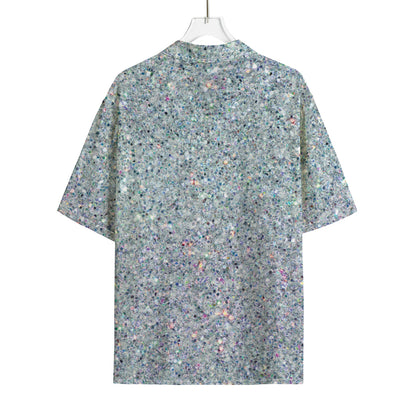 Diamond (NOT Real) Glitter Print Rayon Hawaiian Shirt