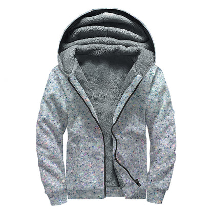 Diamond (NOT Real) Glitter Print Sherpa Lined Zip Up Hoodie