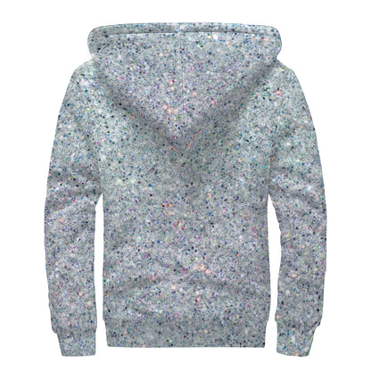 Diamond (NOT Real) Glitter Print Sherpa Lined Zip Up Hoodie