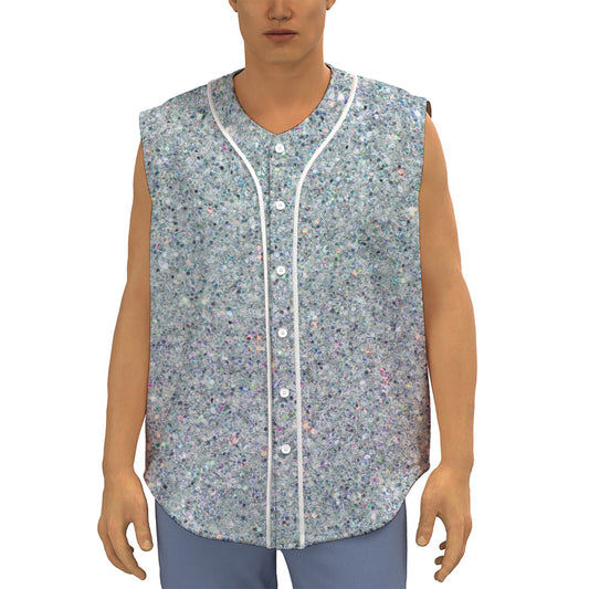 Diamond (NOT Real) Glitter Print Sleeveless Baseball Jersey