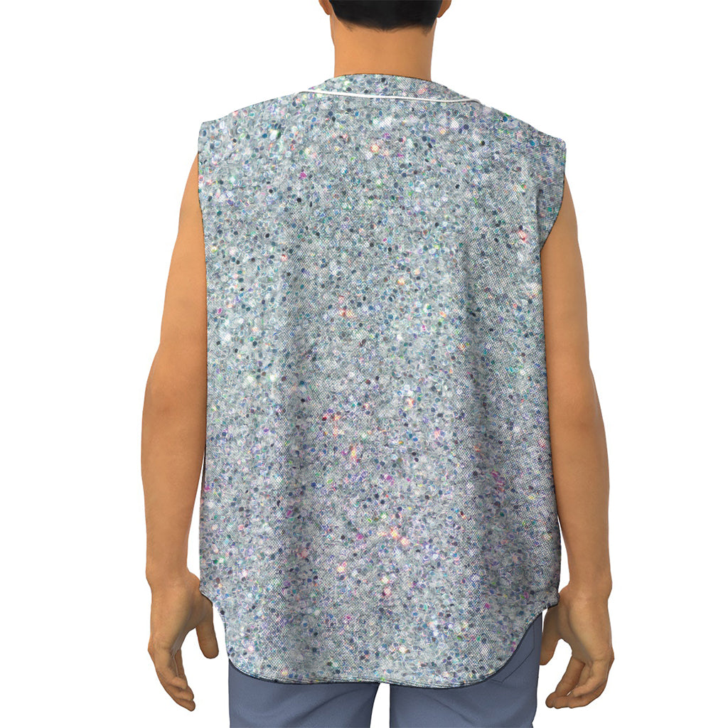 Diamond (NOT Real) Glitter Print Sleeveless Baseball Jersey
