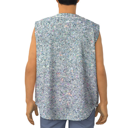 Diamond (NOT Real) Glitter Print Sleeveless Baseball Jersey
