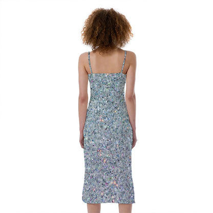 Diamond (NOT Real) Glitter Print Slim Fit Midi Cami Dress