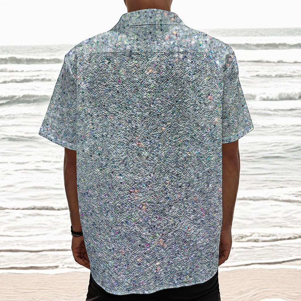 Diamond (NOT Real) Glitter Print Textured Short Sleeve Shirt